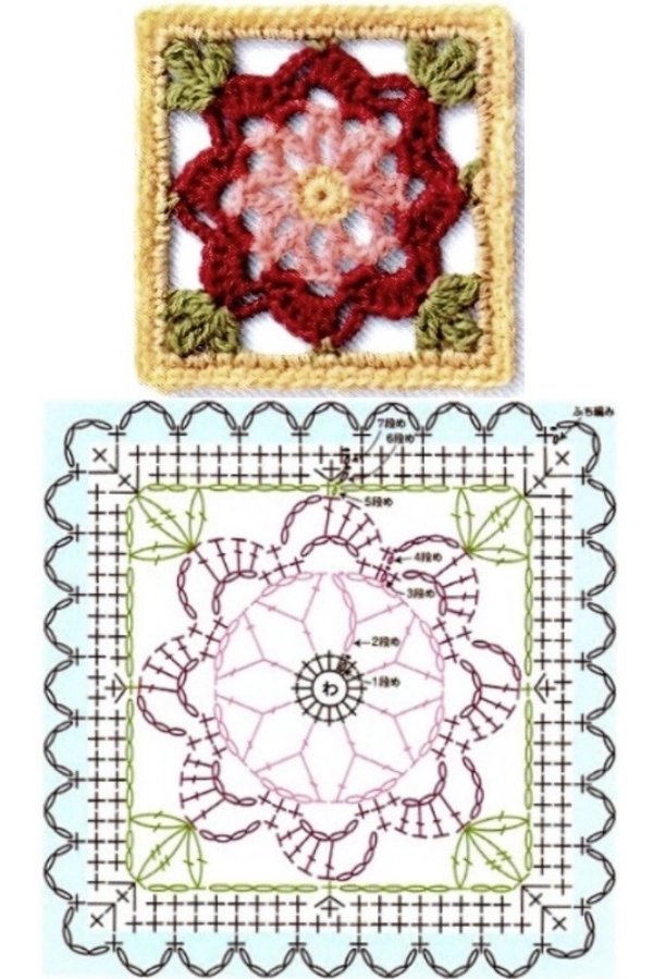 16 Modelos de Quadradinhos de Crochê (Squares de Crochê) com Gráficos para Copiar