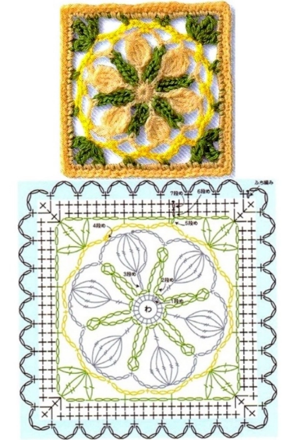 16 Modelos de Quadradinhos de Crochê (Squares de Crochê) com Gráficos para Copiar