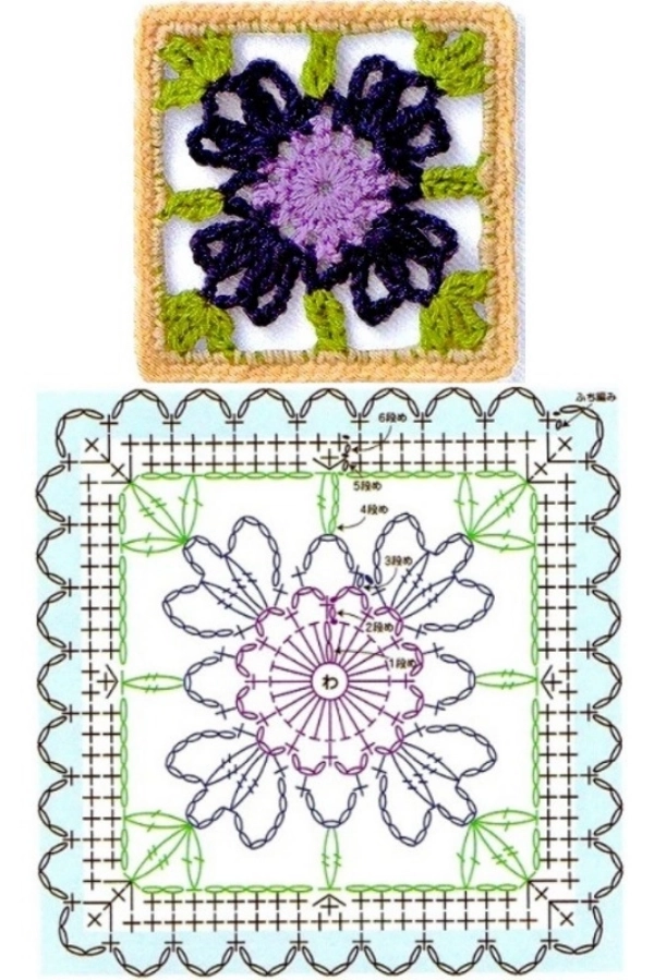 16 Modelos de Quadradinhos de Crochê (Squares de Crochê) com Gráficos para Copiar