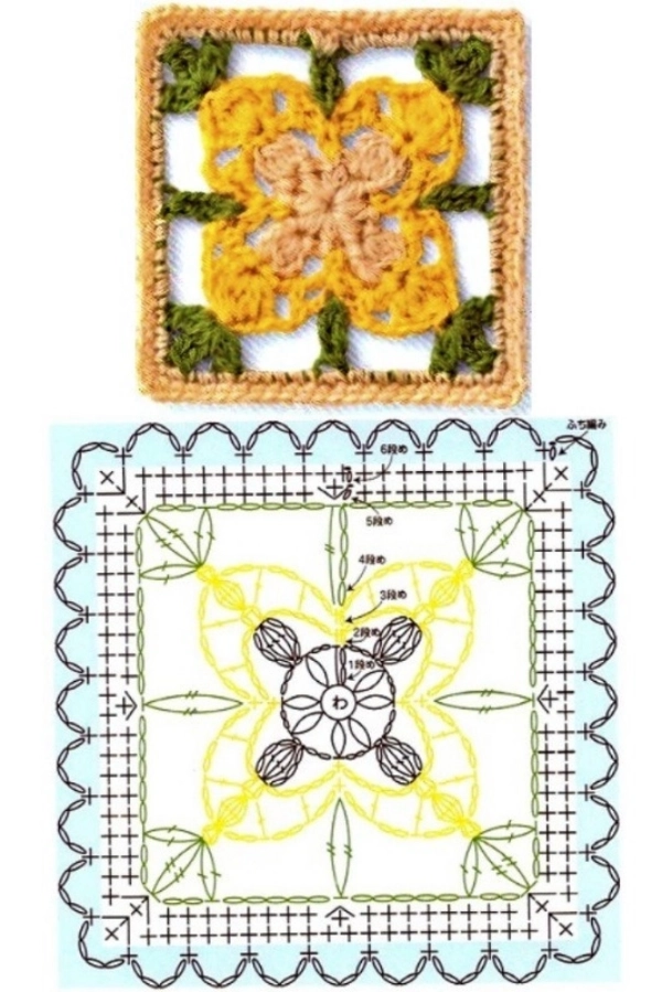 16 Modelos de Quadradinhos de Crochê (Squares de Crochê) com Gráficos para Copiar