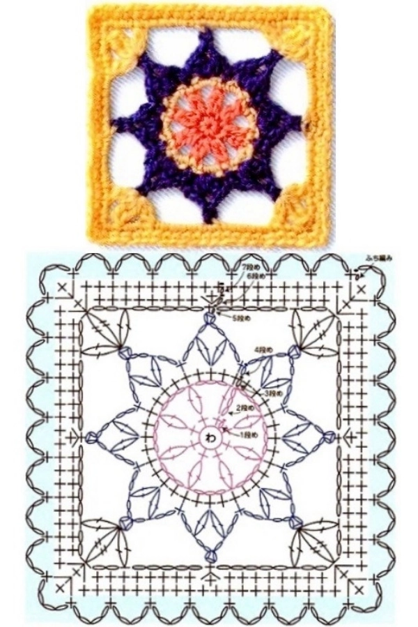 16 Modelos de Quadradinhos de Crochê (Squares de Crochê) com Gráficos para Copiar