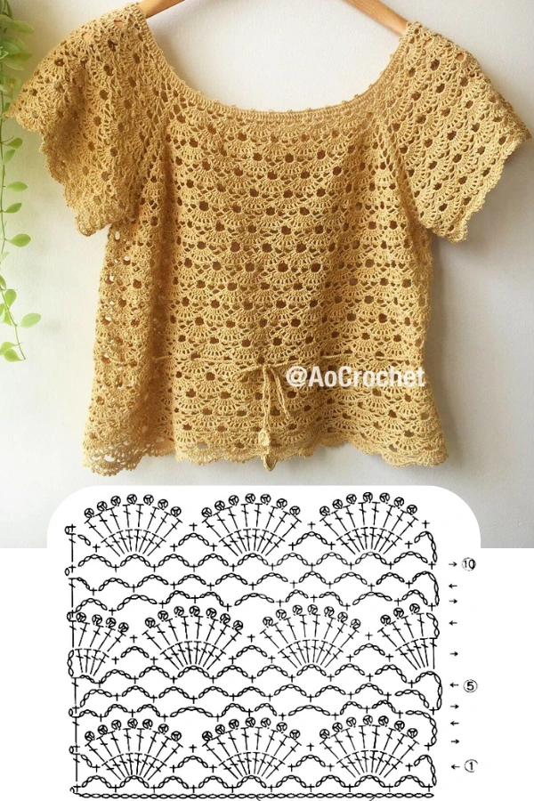 Lindas Blusinhas de Crochê: 7 Pontos com Gráficos para Copiar Já