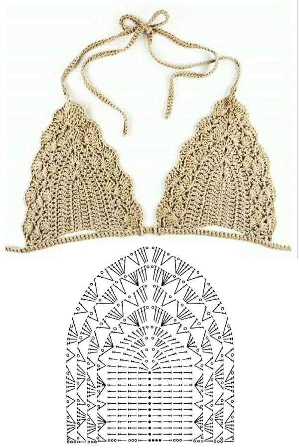 Look de Verão com Crochê: Tops de Biquíni Triângulo de Crochê com Gráficos