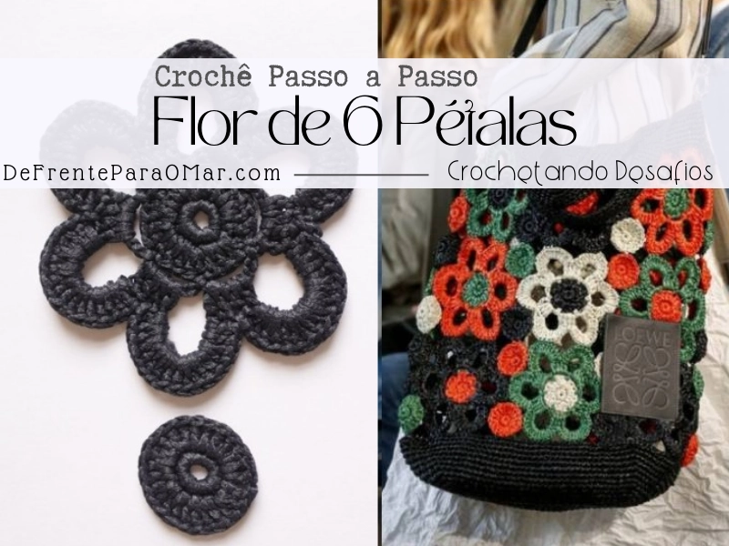 Flor de 6 Pétalas de Crochê Usado nas Bolsas da Loewe e Dolce & Gabbana