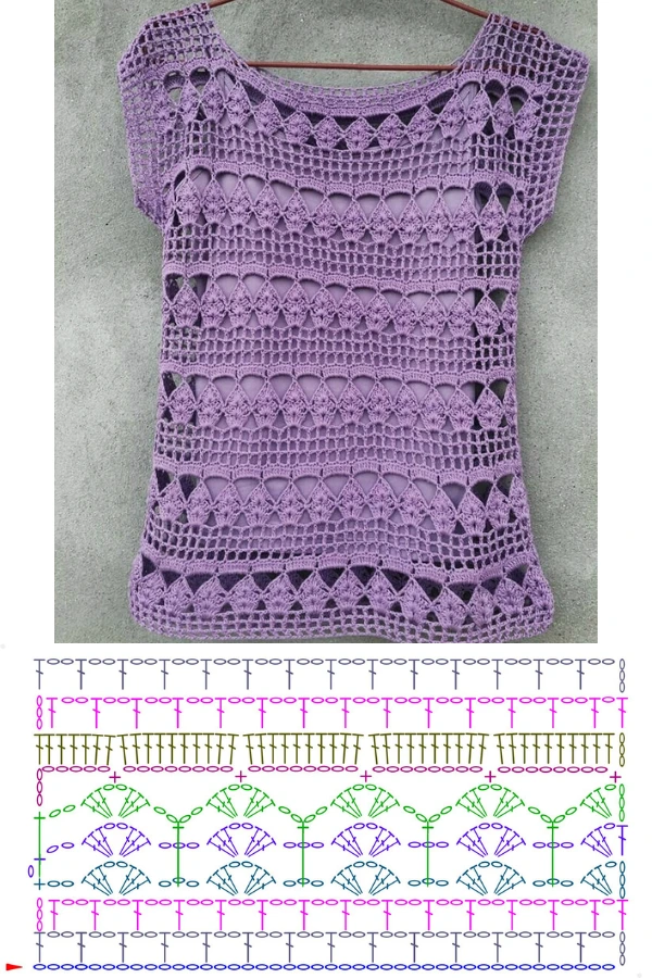Blusas de Crochê com Gráficos: Modelos Básicos e Pontos Lindos para Criar 🌸🧶