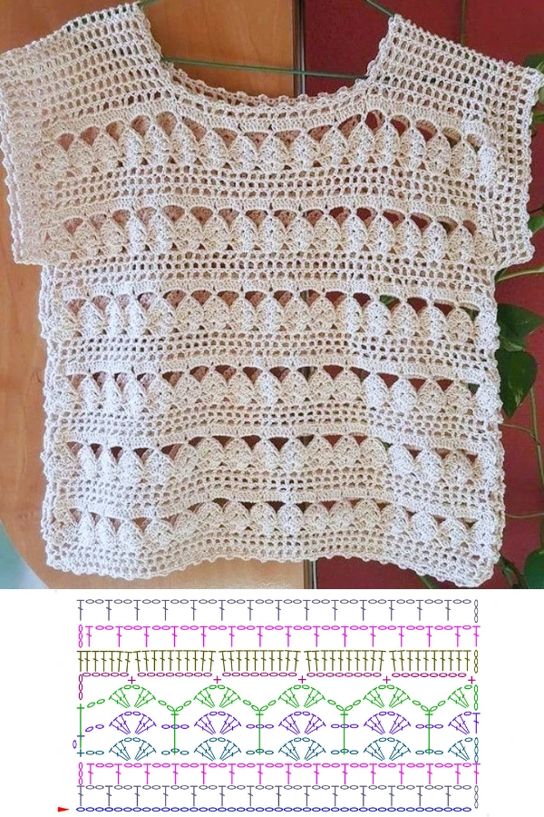 Blusas de Crochê com Gráficos: Modelos Básicos e Pontos Lindos para Criar 🌸🧶