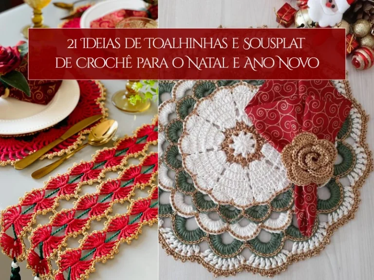 21 Ideias de Toalhinhas e Sousplat de Crochê para o Natal e Ano Novo