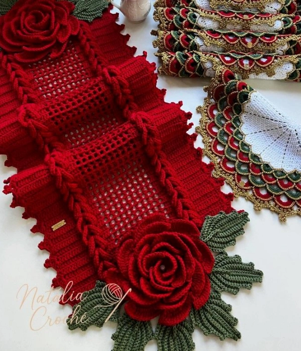 21 Ideias de Toalhinhas e Sousplat de Crochê para o Natal e Ano Novo