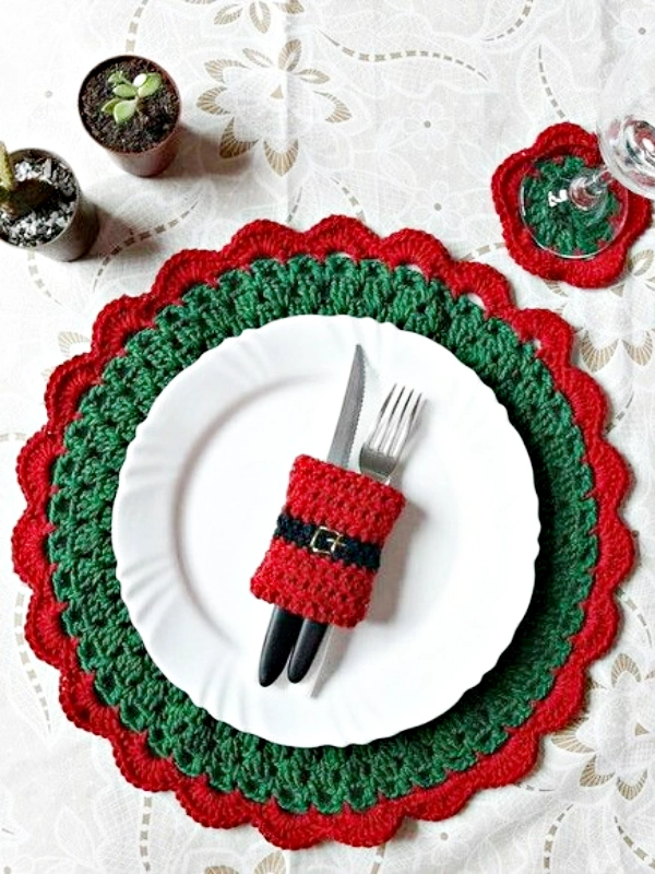 21 Ideias de Toalhinhas e Sousplat de Crochê para o Natal e Ano Novo