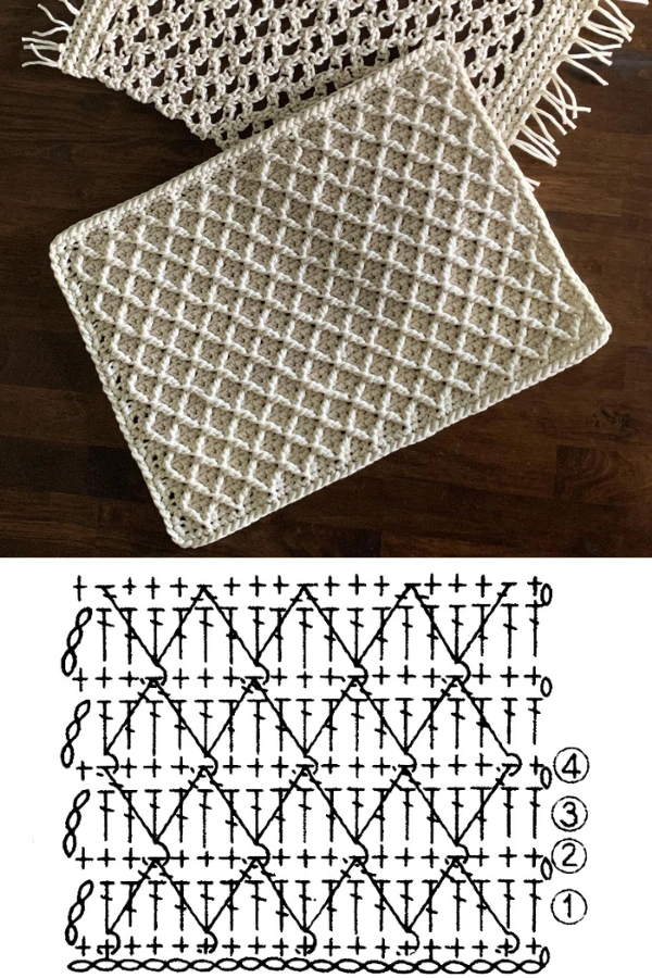 🧶Decoração de Mesa: Jogo Americano e Sousplat Retangular em Crochê para um Visual Moderno