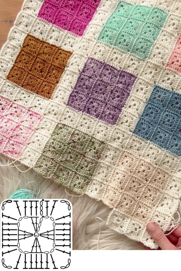 12 Ideias de Mosaico de Crochê com Quadradinhos Modernos e Criativos