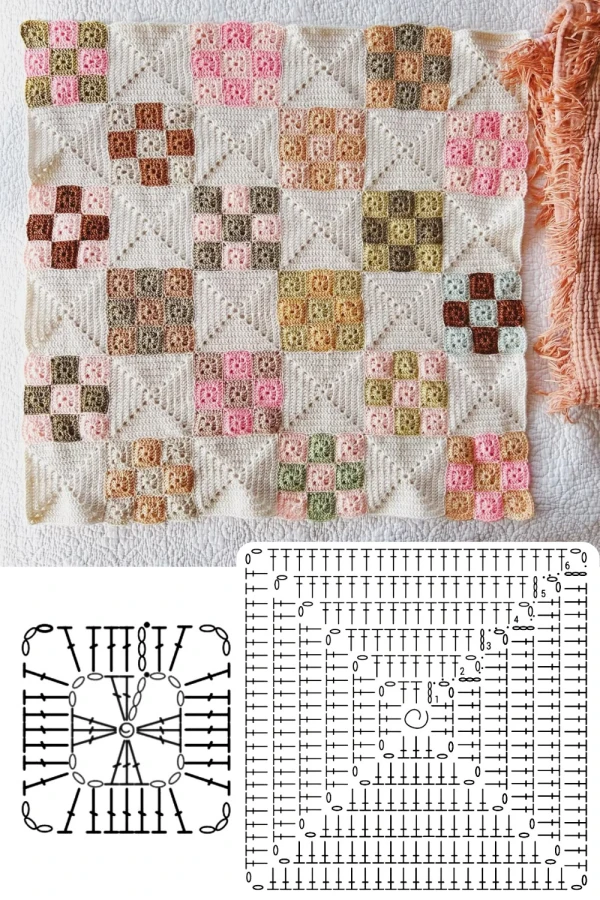 12 Ideias de Mosaico de Crochê com Quadradinhos Modernos e Criativos