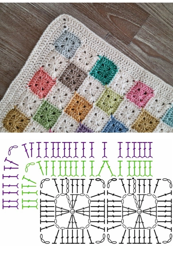 12 Ideias de Mosaico de Crochê com Quadradinhos Modernos e Criativos