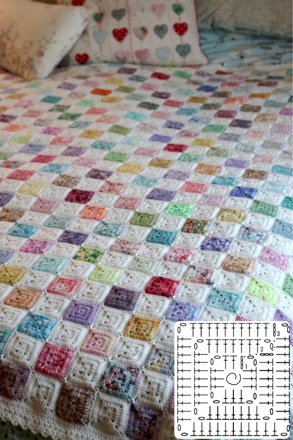 12 Ideias de Mosaico de Crochê com Quadradinhos Modernos e Criativos