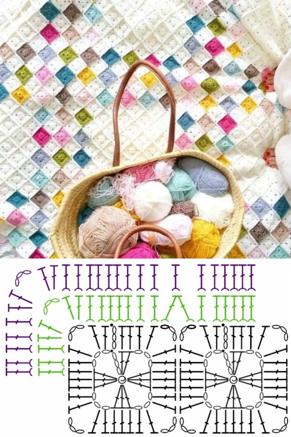 12 Ideias de Mosaico de Crochê com Quadradinhos Modernos e Criativos