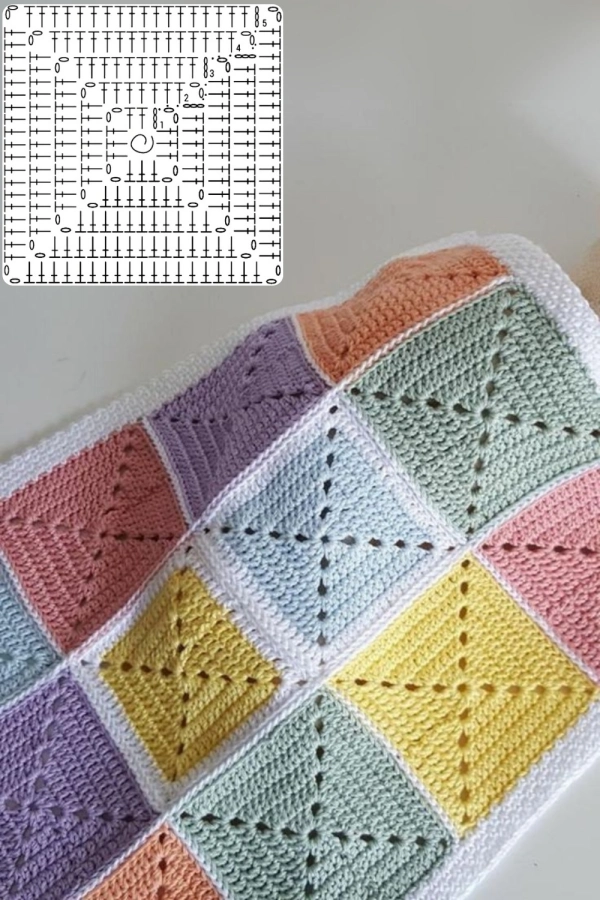 12 Ideias de Mosaico de Crochê com Quadradinhos Modernos e Criativos