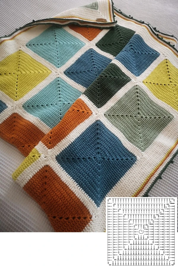 12 Ideias de Mosaico de Crochê com Quadradinhos Modernos e Criativos