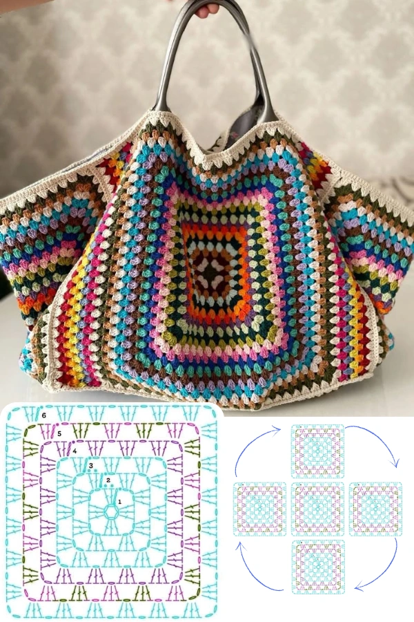 Bolsas com Quadrado de Crochê (Granny Square): Inspirações Modernas