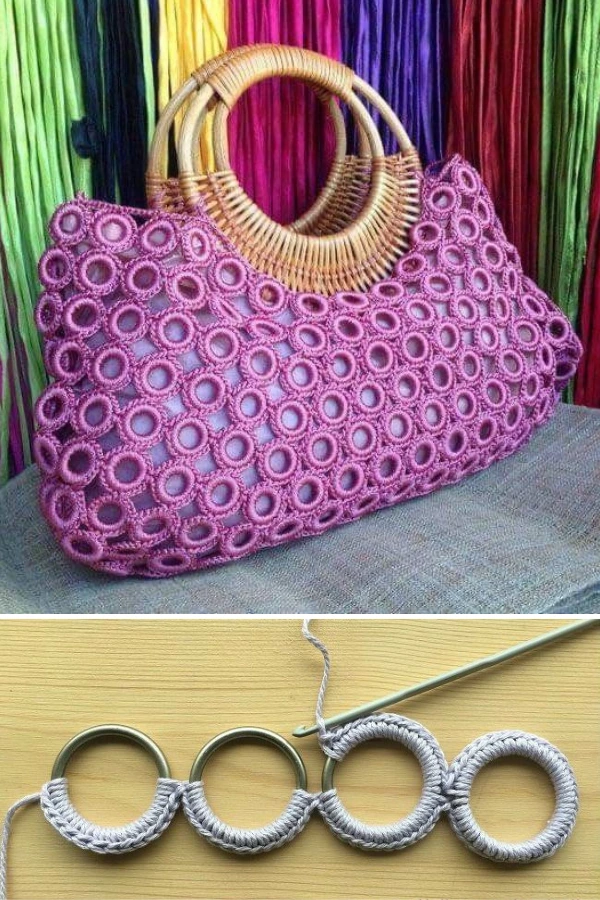 Bolsas de Crochê com Argolas: 27 Modelos Lindos, Modernos e Cheios de Estilo