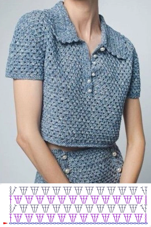 Blusas Estilo Camisa de Crochê que Encantam