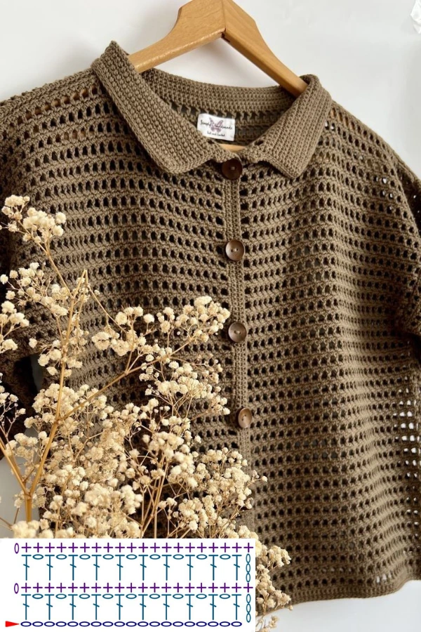 Blusas Estilo Camisa de Crochê que Encantam