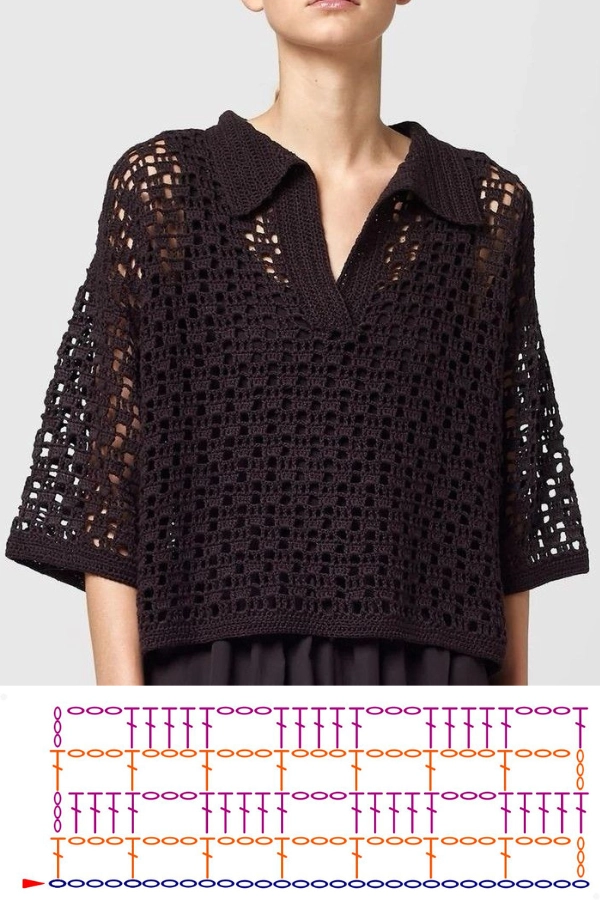 Blusas Estilo Camisa de Crochê que Encantam