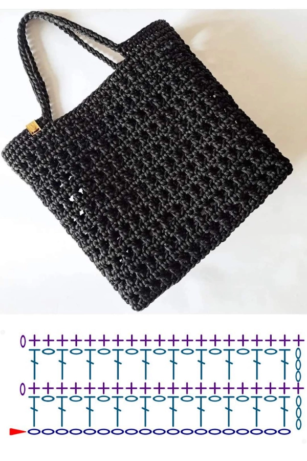 Bolsa Saco de Crochê: Ideias com Gráficos e Pontos Atuais que Valorizam a Peça