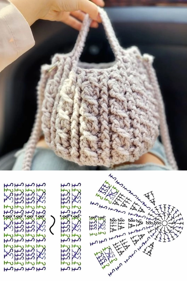 Bolsa Saco de Crochê: Ideias com Gráficos e Pontos Atuais que Valorizam a Peça