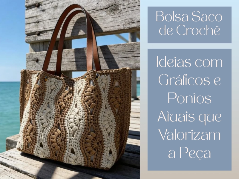 Bolsa Saco de Crochê: Ideias com Gráficos e Pontos Atuais que Valorizam a Peça