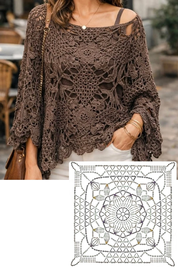 🧶Looks com Poncho de Crochê: Tendências Artesanais que Unem Charme e Conforto