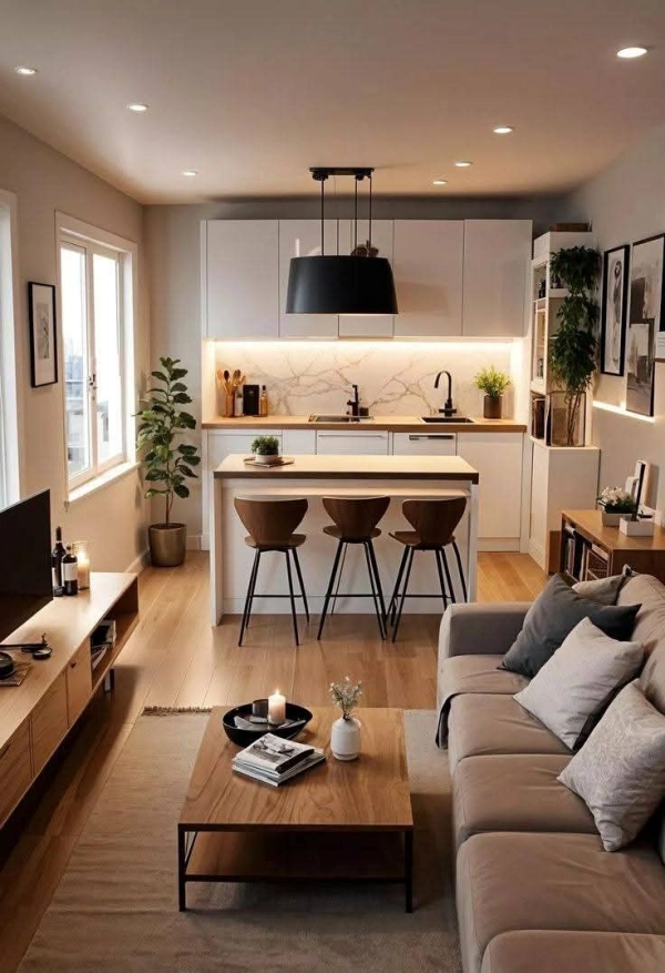 🌟Sala e Cozinha Integradas: Tendências para Apartamentos Compactos Modernos