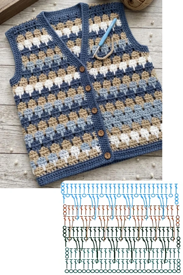 🧶DIY Coletes de Crochê: 15 Modelos Modernos com Gráficos para se Inspirar