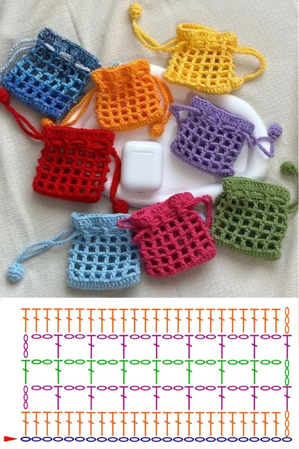 🧶Bolsinhas de Crochê com Gráficos: +14 Modelos Lindos e Criativos