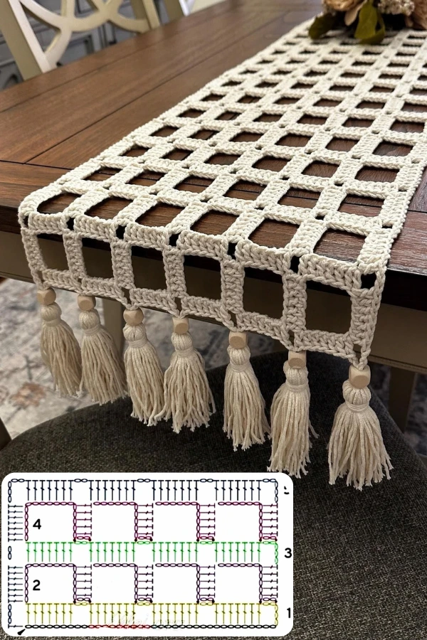 🧶Caminho de Mesa de Crochê Moderno: Modelos Lindos com Gráficos