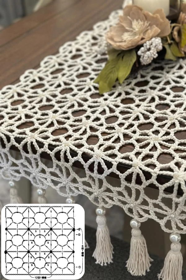 🧶Caminho de Mesa de Crochê Moderno: Modelos Lindos com Gráficos