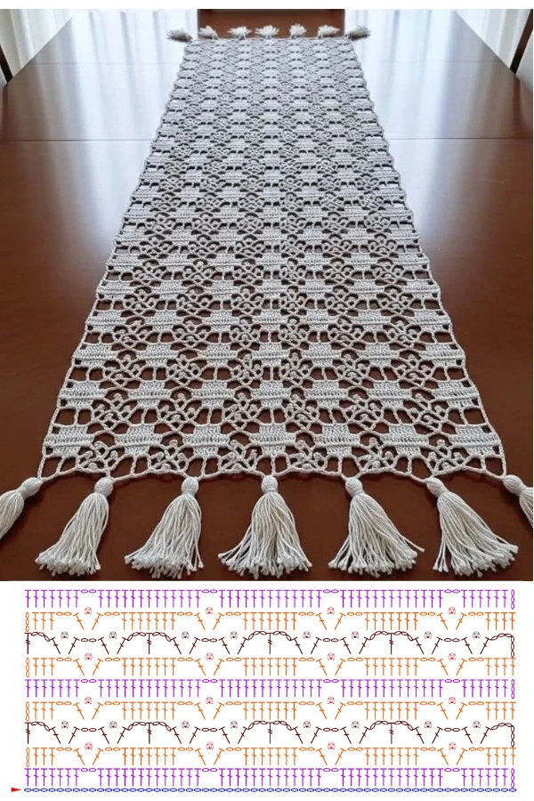 🧶Caminho de Mesa de Crochê Moderno: Modelos Lindos com Gráficos