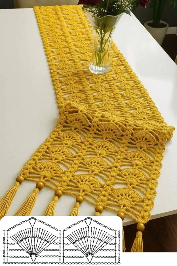 🧶Caminho de Mesa de Crochê Moderno: Modelos Lindos com Gráficos