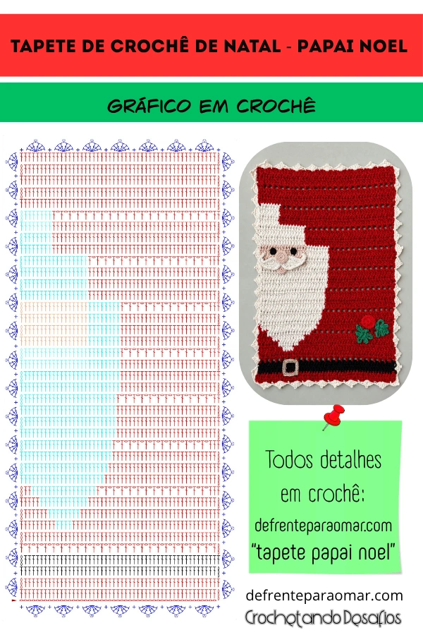 🎅Preparando o Natal: Tapete de Papai Noel em Crochê com Gráfico e Receita Completa
