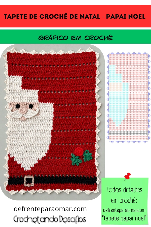 🎅Preparando o Natal: Tapete de Papai Noel em Crochê com Gráfico e Receita Completa