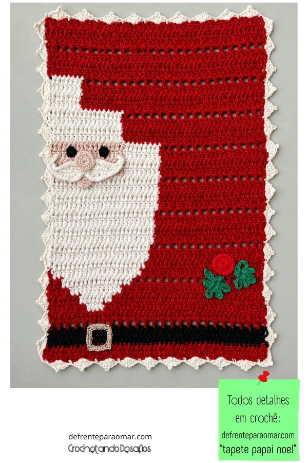 🎅Preparando o Natal: Tapete de Papai Noel em Crochê com Gráfico e Receita Completa