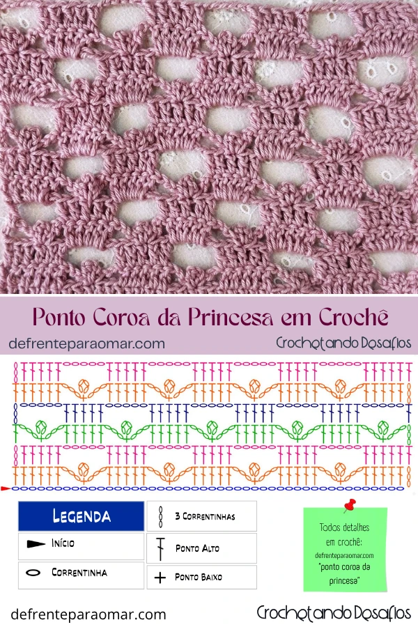 👑 Ponto Coroa da Princesa em Crochê: Um Ponto Vazado, Delicado e Diferente