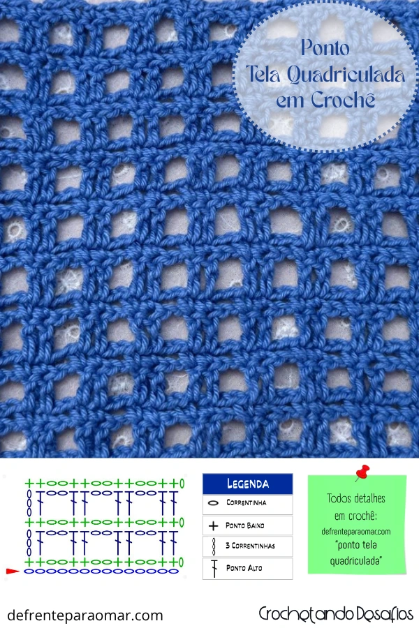 🧶Ponto Tela Quadriculada em Crochê: Um Ponto Vazado, Simples e Moderno
